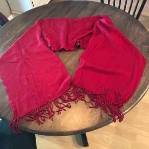 Red fringe scarf